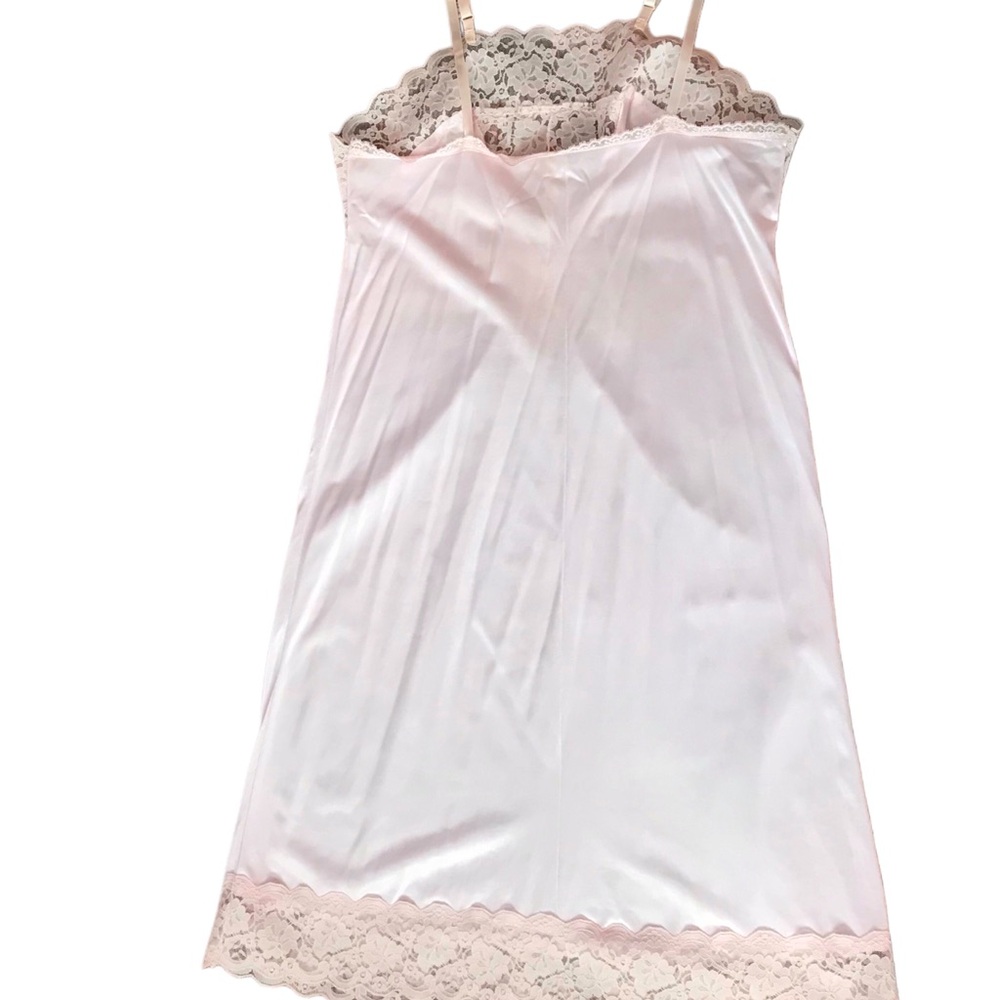 Vintage JCpenny pink slip dress sz 38 100% nylon lace  grannycore coquette sexy - Picture 2 of 6